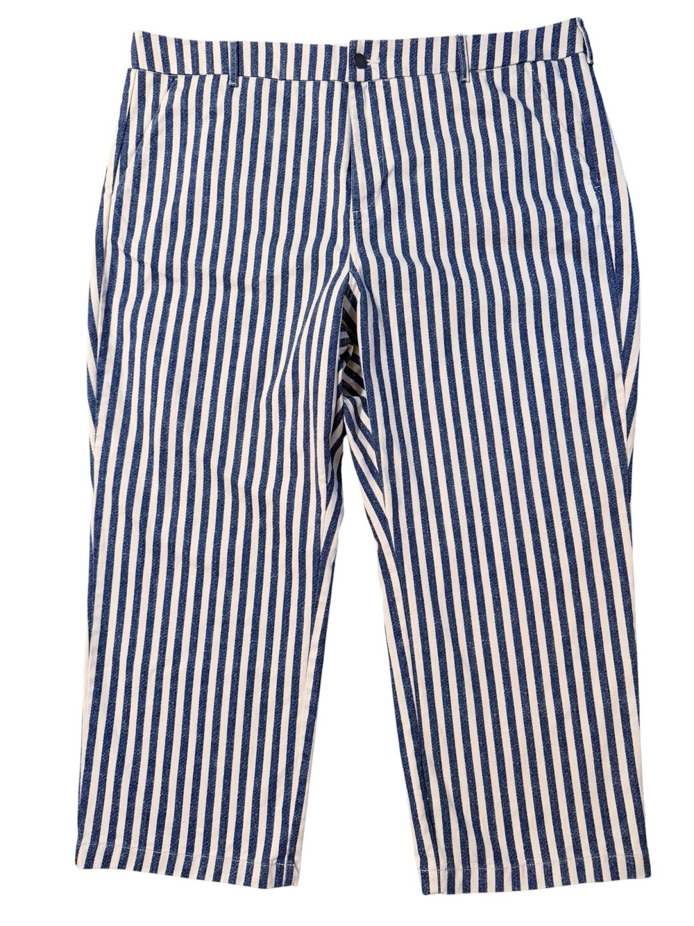 Torrid Belle Isle High Rise Wide Leg Jeans Size 22 Blue Striped Denim 28” Inseam